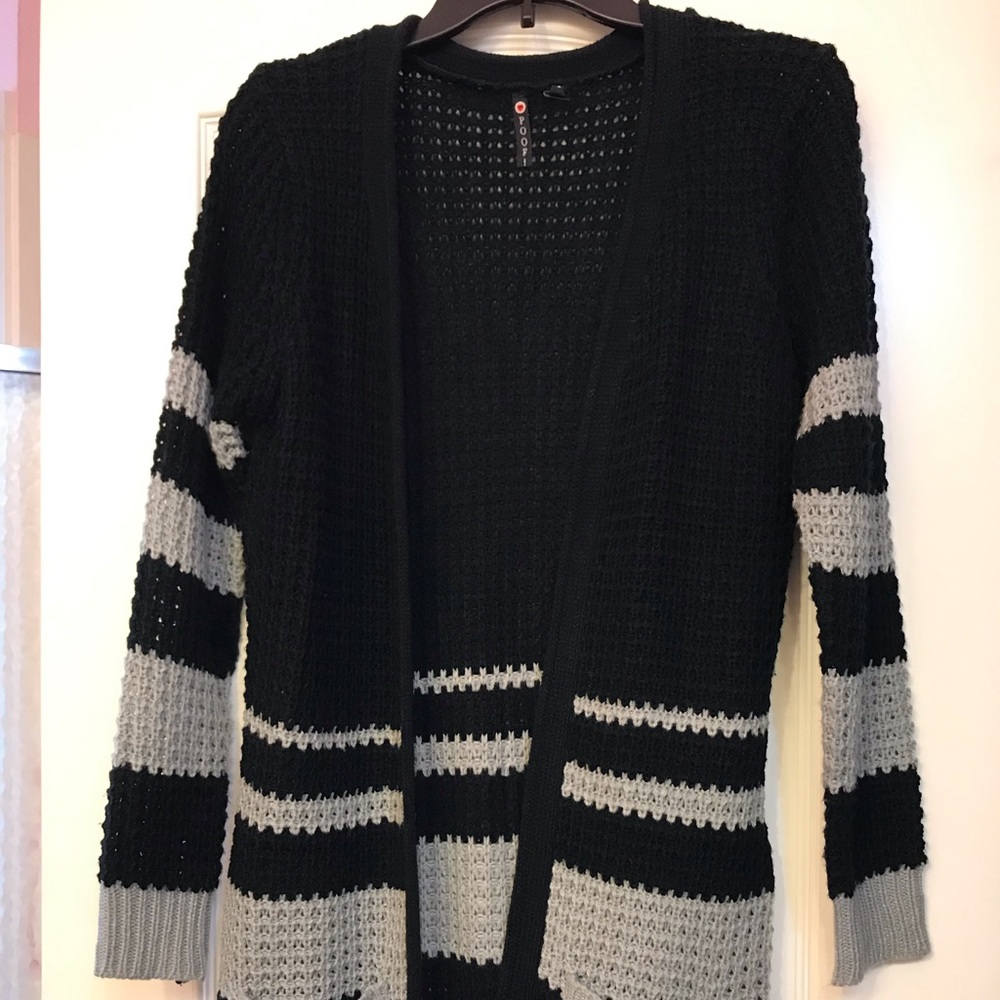 Women’s Black & Grey Long Sweater Cardigan
Size S